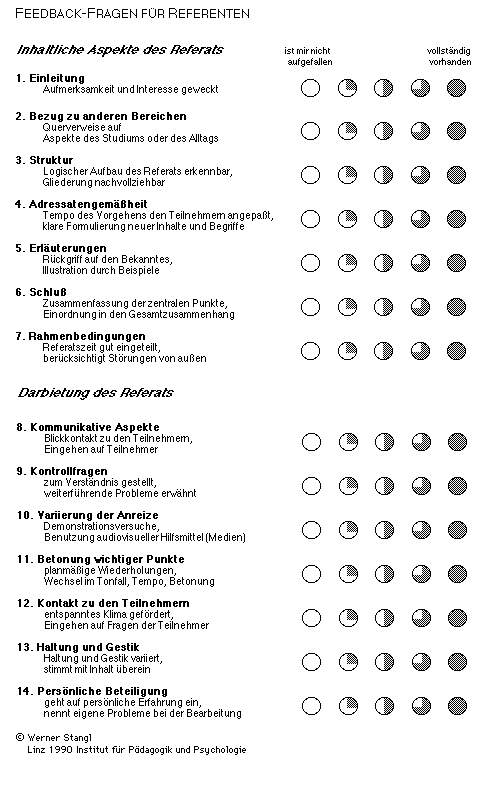 Das Feedback Zur Prasentation